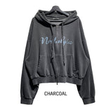 Stealth semi-crop pigment hoodie sweatshirt