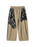 Plaid Check Layered Cotton Pants