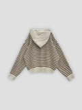 Sheer Stripe Hood Knit Zip-Up