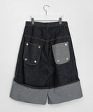 [unisex] Hudi Roll-up Raw Denim Bermuda Pants