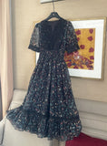 Masha See-Through Flower Chiffon Smoke Banding One Piece