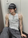[PLAN MADE/MADE] Acid Henley Neck Washing Sleeveless