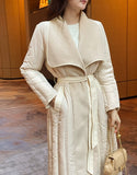 Bedrin Shawl Collar Down Long Padding Coat (Belt Set)