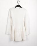 Shining Wool Ribbon Strap Punching Knit One Piece