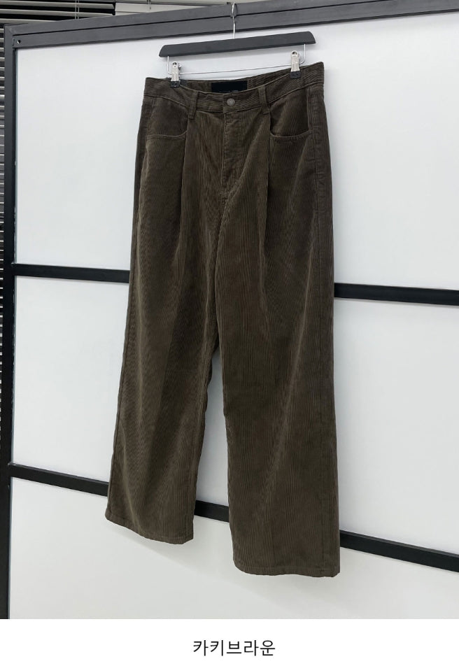【COSYHARU】Khaki Brown Corduroy Semi-Wide Pants COSYHARU (コシハル) - カーキブラウンコーデュロイセミワイド