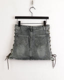 [Leg Warmer Set] Chips Strap Denim Knee Socks Mini Skirt