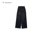 Head Black Blue Pintuck Wide Denim Pants