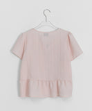Domuri Ribbon Seersucker Short Sleeve Blouse