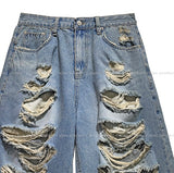 Raw Destroyed Bermuda Denim Pants