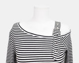Wondeun Stripe One-Shoulder T-Shirt