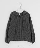 Attil check hood long sleeve shirt