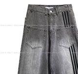 Reverse line wide denim pants