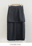Rona H-line Slit Long Skirt (Belt set)