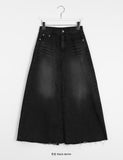 Kakuna Cutting Washed Denim Long Skirt