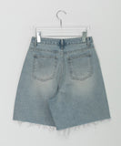 Kayachi Damage Washing Bermuda Denim Pants