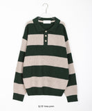 [unisex] Nelfn stripe collar over knit