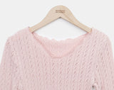 Burin Punched Wavy V-Neck Knit