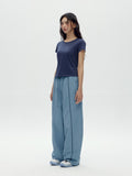 W U-Neck Crop Slim T-shirt