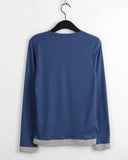 Arts Color Matching Layered All-in-one Crop Long Sleeve T-Shirt