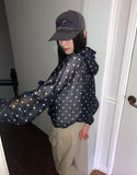 Woone See-Through Dot Windbreaker Hood Zip-up