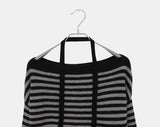 [Muffler SET] Ked Stripe Off-Shoulder Long-Sleeve Knit