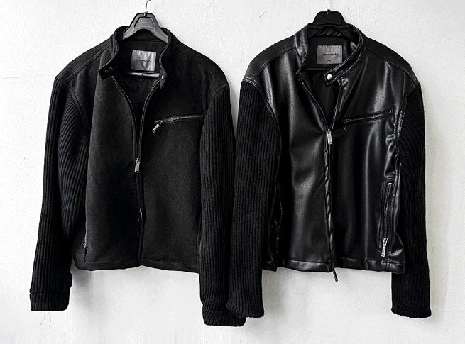 【COSYHARU】Deep Black Knit Suede Jacket COSYHARU (コシハル) - ディープブラックニットスエード