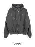 Rosen Damage Pigment Hooded Zip-Up