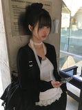Beren Frill Lace Short Sleeve T Scarf Set