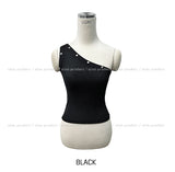 Low rivet one shoulder sleeveless