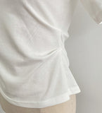 Linda Round-Neck Shirred Slit Short Sleeve T-Shirt