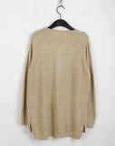 Belky half button henley neck boucle long sleeve knit