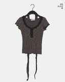 [Scarf set] Srin lace button short sleeve t-shirt