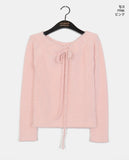 Riting Off Shoulder Ribbon String Angora Knit