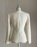 Newriel No Collar Wool Tweed Half Jacket