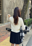 [10% wool] Baon Boucle Semi Turtleneck Knit Cardigan Set