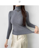 Ribbed Inner Winter Fall Neck Polar Long Sleeve T-shirt