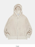 Mesh summer 2-way knit hood zip-up