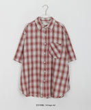 [unisex] Blini Color Check Over Short Sleeve Shirt