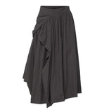 Asymmetrical Draped Layered Long Skirt