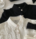 Crea Brushed Lace Collar Puff Blouse