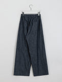 Tobita pin tuck banding raw wide denim pants