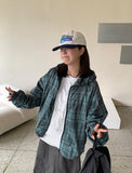 [unisex] Dorico Check Hood String Wind Jacket