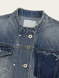 Chike Unbalanced Cropped Denim Jacket