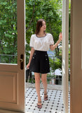 Tiamo Linen High Waist Double Button Shorts