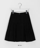 Etty Peach Fuzz Banding Pleated Midi Skirt