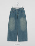 Dronghin Dart Washing Denim Wide Pants
