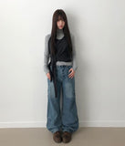 Doon Side Rivet Wide Denim Long Pants