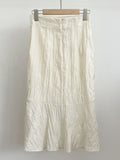 Deloe Wrinkle Unbalance Slit Long Skirt