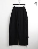 Sento Balloon Side Ribbon Pile Training Brushed Long Wide Pants