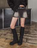 Denji unbalanced denim mini skirt